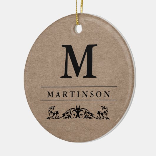 華麗さの素朴でエレガントなクラフト紙のモノグラム セラミックオーナメント (左)