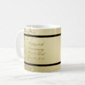 華麗さの金ゴールドの黒第50の結婚記念日 コーヒーマグカップ (正面左)