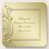 華麗さの金ゴールド第50の結婚記念日 コースター (正面)