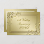 華麗さの金ゴールド第50の結婚記念日 出欠カード (正面/裏面)