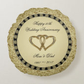 華麗さの金結婚記念日の装飾用クッション ラウンドクッション (正面)