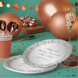 華麗さの銀の第25記念日の紙皿 ペーパープレート