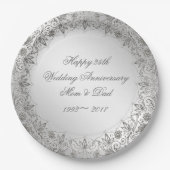 華麗さの銀の第25記念日の紙皿 ペーパープレート (正面)