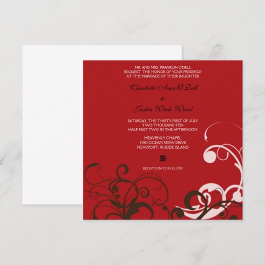 華麗さ; 赤い結婚式 招待状 (正面/裏面)