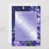 華麗で青及び紫色の花の結婚式招待状 招待状 (裏面)