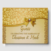 華麗なエレガントレトロアブストラクトフラワーとリーフ ゲストブック (正面)