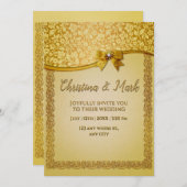 華麗なエレガントレトロアブストラクトフラワーズ＆リーフ 招待状 (正面/裏面)