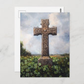 華麗なクロス記念碑のクローバー シャムロック ポストカード (正面/裏面)