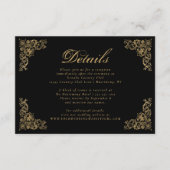華麗なコーナー ブラックゴールド ウェディング ディテール エンクロージャーカード (正面)