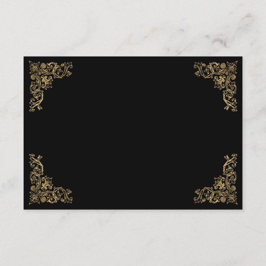華麗なコーナー ブラックゴールド ウェディング ディテール エンクロージャーカード (裏面)