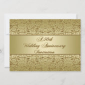 華麗なゴールドの50周年結婚記念日 招待状 (正面)
