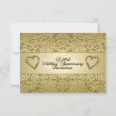 華麗なゴールドの50周年結婚記念日 招待状 (正面)