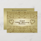 華麗なゴールドの50周年結婚記念日 招待状 (正面/裏面)