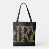 華麗なゴールドのRモノグラムイニシャルデザイン（任意の色） トートバッグ (裏面)