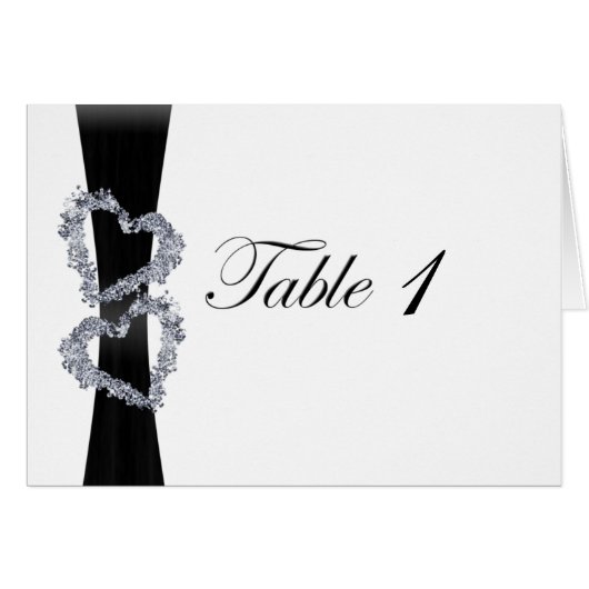 華麗なハート: 黒いリボンおよびダイヤモンドのハート (正面横)