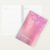華麗なピンクのバラ色の金ゴールドと紫色のグリッタードリップ プランナー手帳 (ディスプレー)