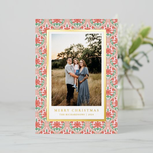 華麗なフェスティブボーダーの写真カード 箔シーズンカード (立ち正面)