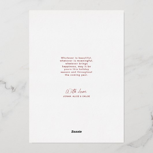 華麗なフェスティブボーダーの写真カード 箔シーズンカード (裏面)