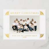 華麗なヴィンテージスタイルのクリスマス写真 箔シーズンカード (正面)