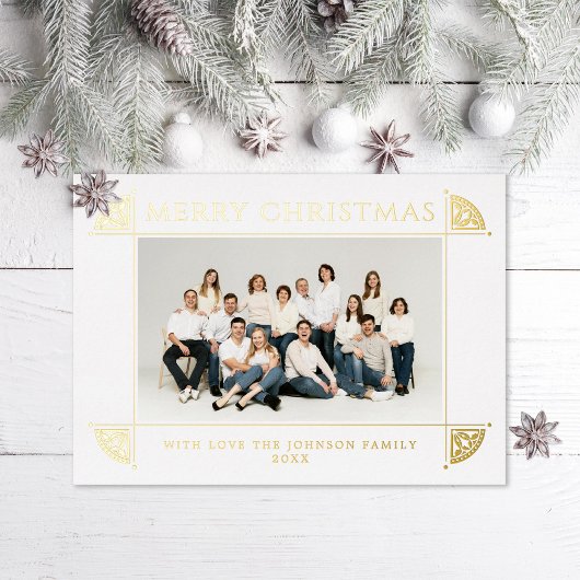 華麗なヴィンテージスタイルのクリスマス写真 箔シーズンカード