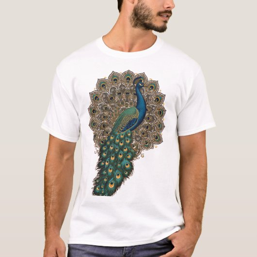 華麗な孔雀の複雑な羽根 Tシャツ (正面)