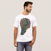 華麗な孔雀の複雑な羽根 Tシャツ (正面フル)
