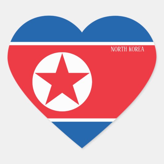 華麗な愛国心を持つ北朝鮮国旗 ハートシール (正面)