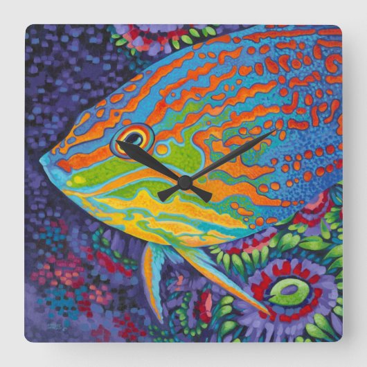 華麗な熱帯魚I スクエア壁時計 (正面)