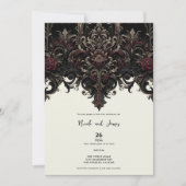 華麗な花のゴシックエレガントウェディング 招待状 (正面)