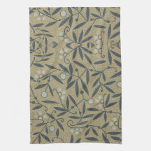 華麗な花模様と濃い青の蔓