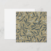 華麗な花模様と濃い青の蔓 サンキューカード (正面/裏面)