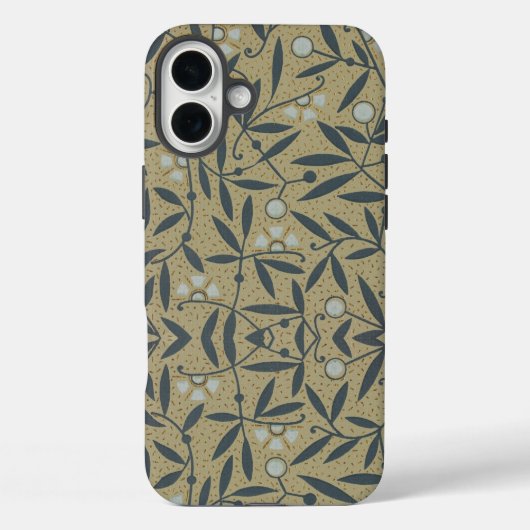 華麗な花模様と濃い青の蔓 Case-Mate iPhoneケース (裏面)