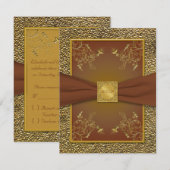 華麗な茶色と金のRSVPカード 招待状 (正面/裏面)