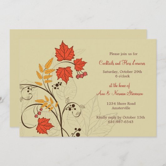 華麗な葉の招待状 招待状 (正面/裏面)