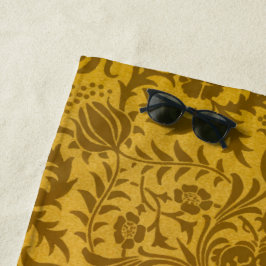 華麗な金の花模様（対称） ビーチタオル