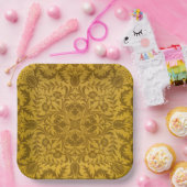 華麗な金の花模様（対称） ペーパープレート (パーティー)