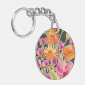 華麗な集まり – ピンクとオレンジの花 キーホルダー (正面左)