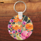 華麗な集まり – ピンクとオレンジの花 キーホルダー (正面)