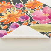 華麗な集まり – ピンクとオレンジの花 シェルパブランケット (3/4)