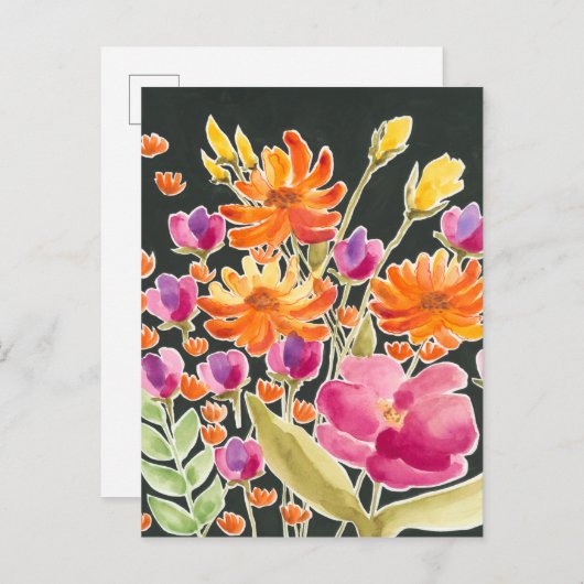 華麗な集まり – ピンクとオレンジの花 ポストカード (正面/裏面)