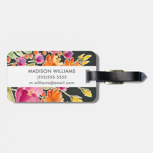 華麗な集まり – ピンクとオレンジの花 ラゲッジタグ (裏面横)