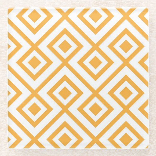 菱形の定形幾何学的なパターン ガラスコースター (正面)