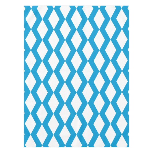 菱形ダイヤモンドパターンブルーとホワイト テーブルクロス (正面)