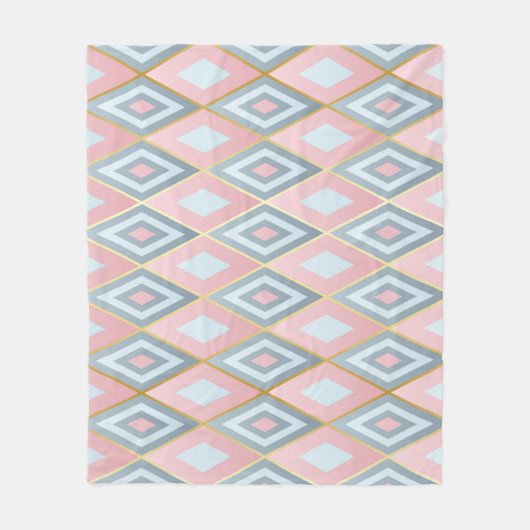菱形形状、幾何学的パターンをチェック。 フリースブランケット (正面)
