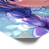 萌えアニメ少女の花柄肖像画 ポスター (角)