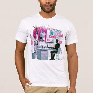 萌え萌え愛チャットボット愛ロボット未来的デザイン Tシャツ