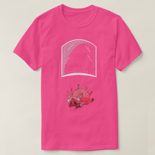 落ちおもしろい豚ポケット Tシャツ (デザイン正面)