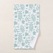 落ちたパタ離れーンLtティール(緑がかった色)オン白 バスタオルセット (ハンドタオル)