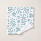 落ちたパタ離れーンLtティール(緑がかった色)オン白 バスタオルセット (ウォッシュタオル)