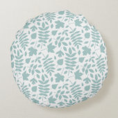 落ちたパタ離れーンLtティール（緑がかった色）オン白 ラウンドクッション (裏面)